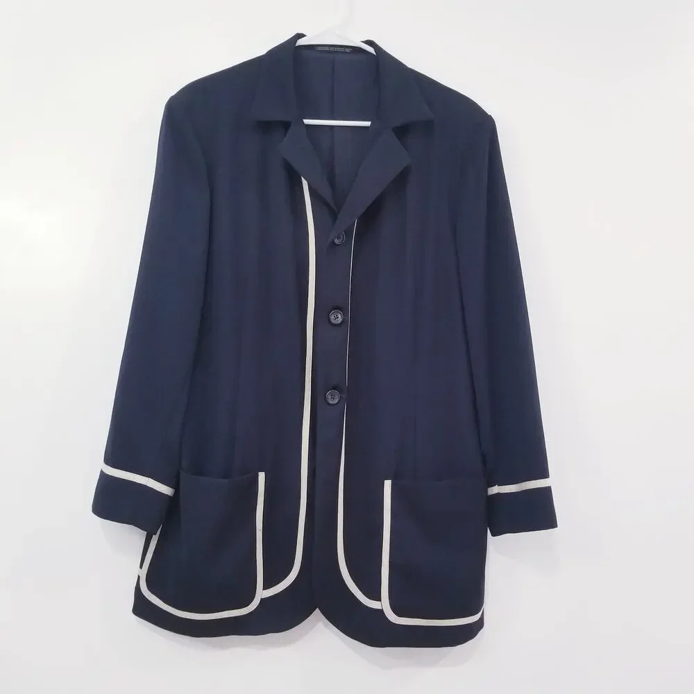 Men's Navy Blazer with White Piping